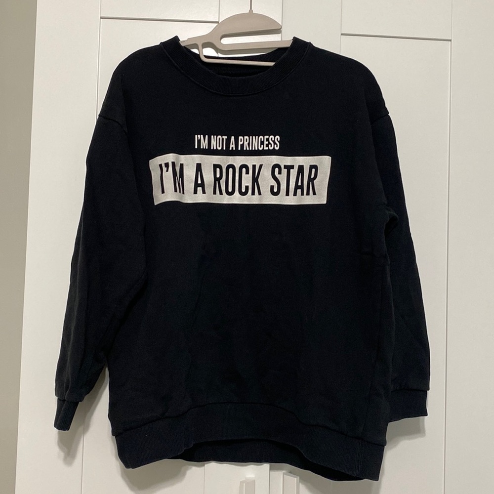 Zara ‘I’m Not a Princess I’m a Rockstar’ Crewneck Sweatshirt | Size S